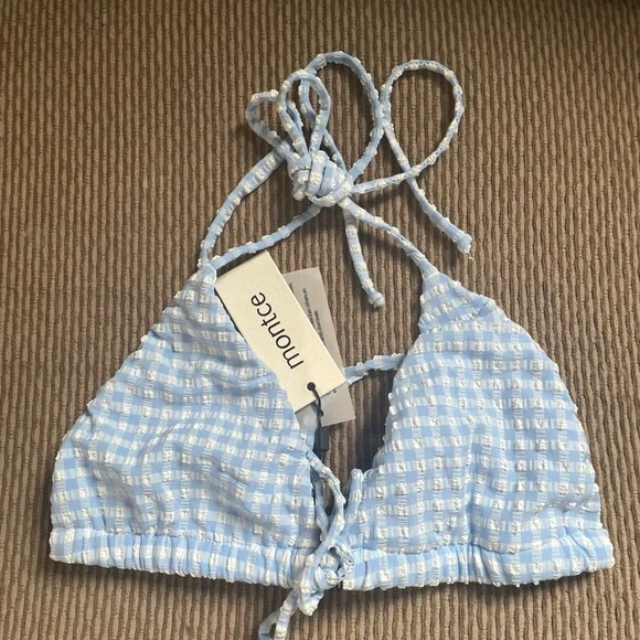 Montce Peri Micro Gingham Uno Ruffle Bows Bikini Bottom - Picture 10 of 10